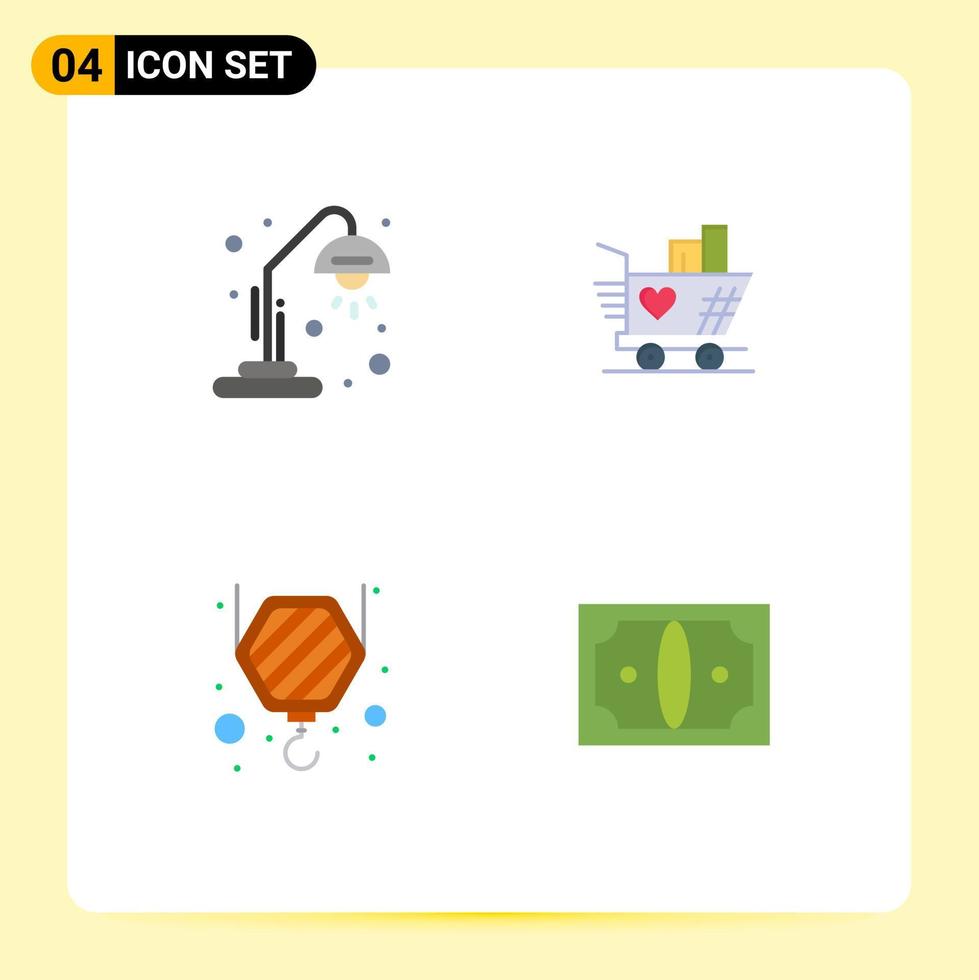 Editable Vector Line Pack of 4 Simple Flat Icons of school crane education weding business Editable Vector Design Elements