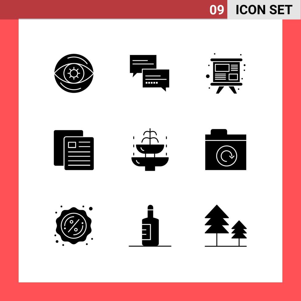 Pictogram Set of 9 Simple Solid Glyphs of holiday school presentation test education Editable Vector Design Elements
