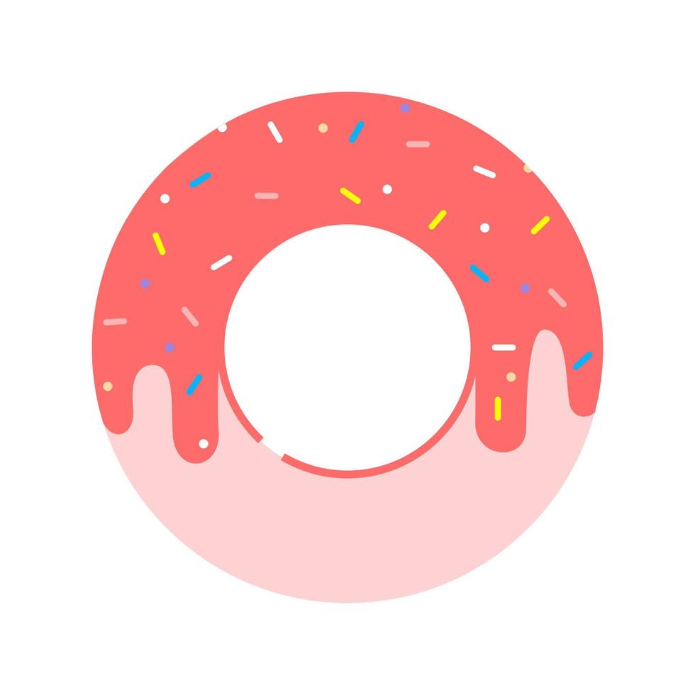 Pink donut isolated on white background. vector