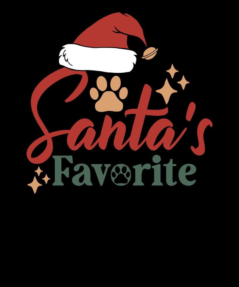 diseño de camiseta de los amantes de los perros de navidad retro favorito de santa vector