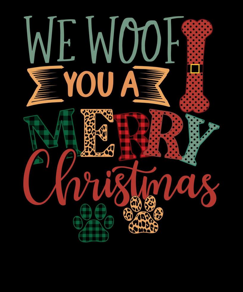 te woof a merry christmas retro dog lover diseño de camiseta de sublimación de navidad vector