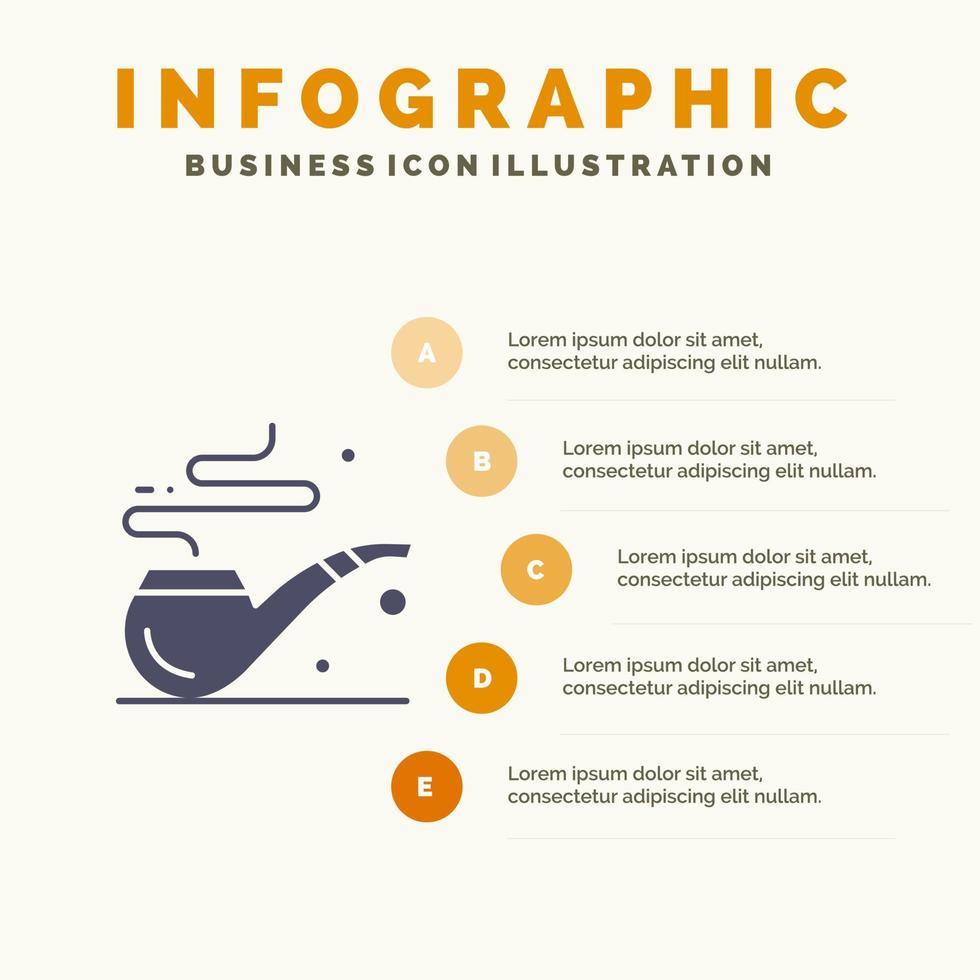 Pipe Smoke St Patrick Tube Solid Icon Infographics 5 Steps Presentation Background vector