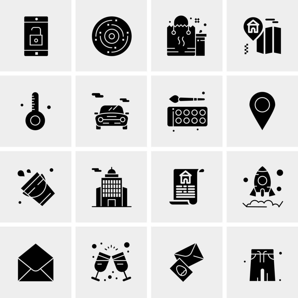 16 iconos de negocios universales vector ilustración de icono creativo para usar en proyectos relacionados con la web y dispositivos móviles