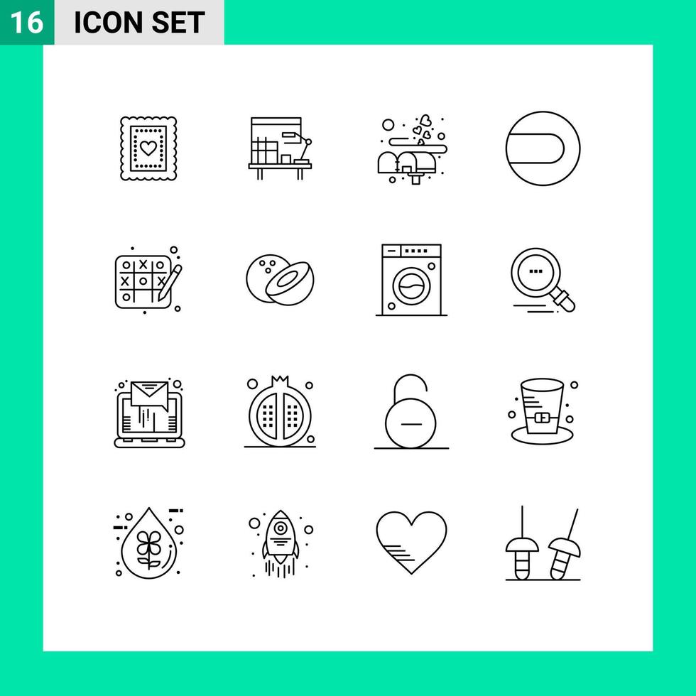 16 Thematic Vector Outlines and Editable Symbols of hobby tic tac toe box sport ball Editable Vector Design Elements