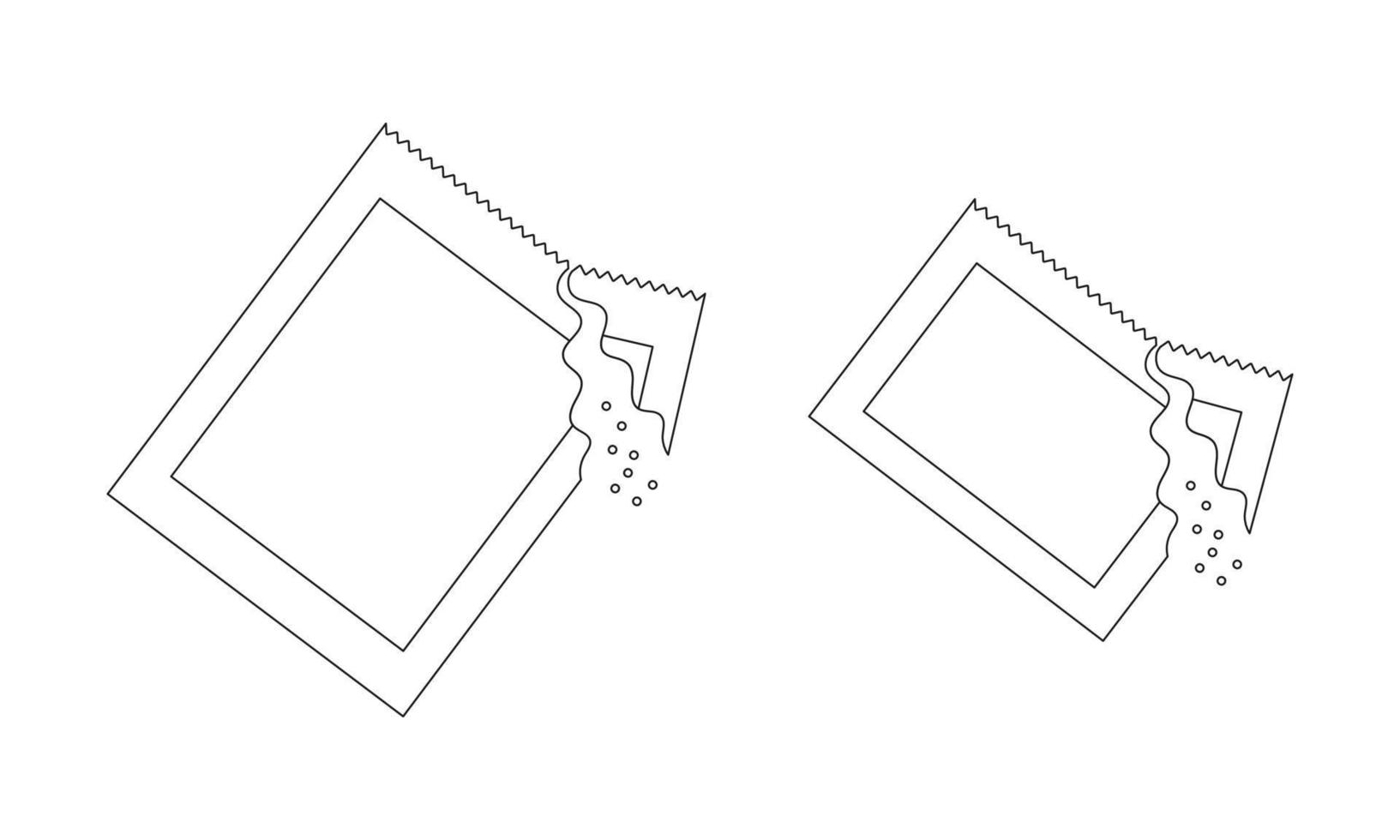 esbozar bolsitas con azúcar, sal, café, disolver el polvo de la medicina. trazo editable. iconos de línea delgada. ilustración lineal vectorial vector