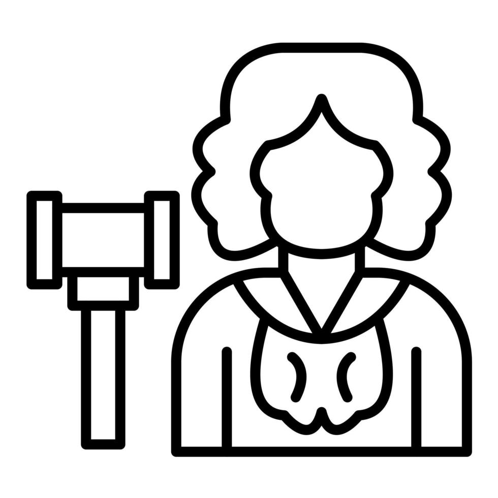 Judge Female Line Icon vector
