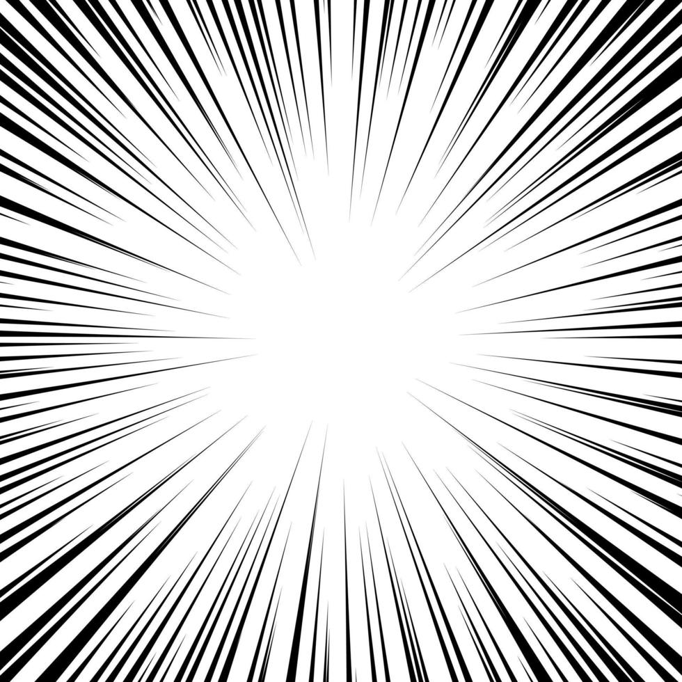 Explosion background. Manga speed frame. Superhero action. Radial lines for comics. vector
