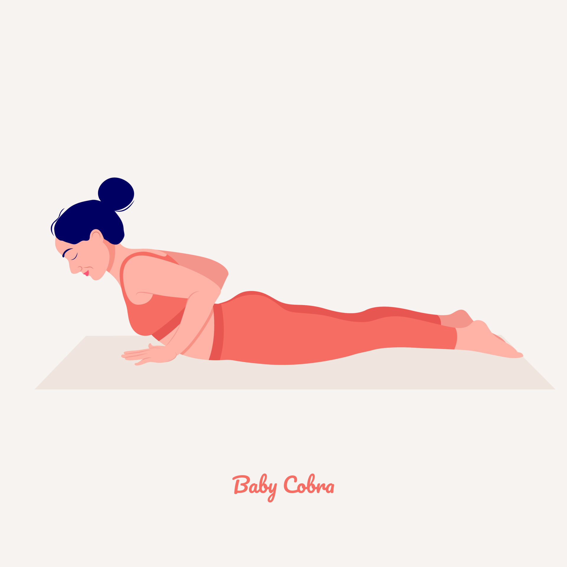 Baby Cobra Yoga pose. Young woman practicing yoga exercise. Woman workout  fitness, aerobic and exercises. 14728093 Vector Art at Vecteezy