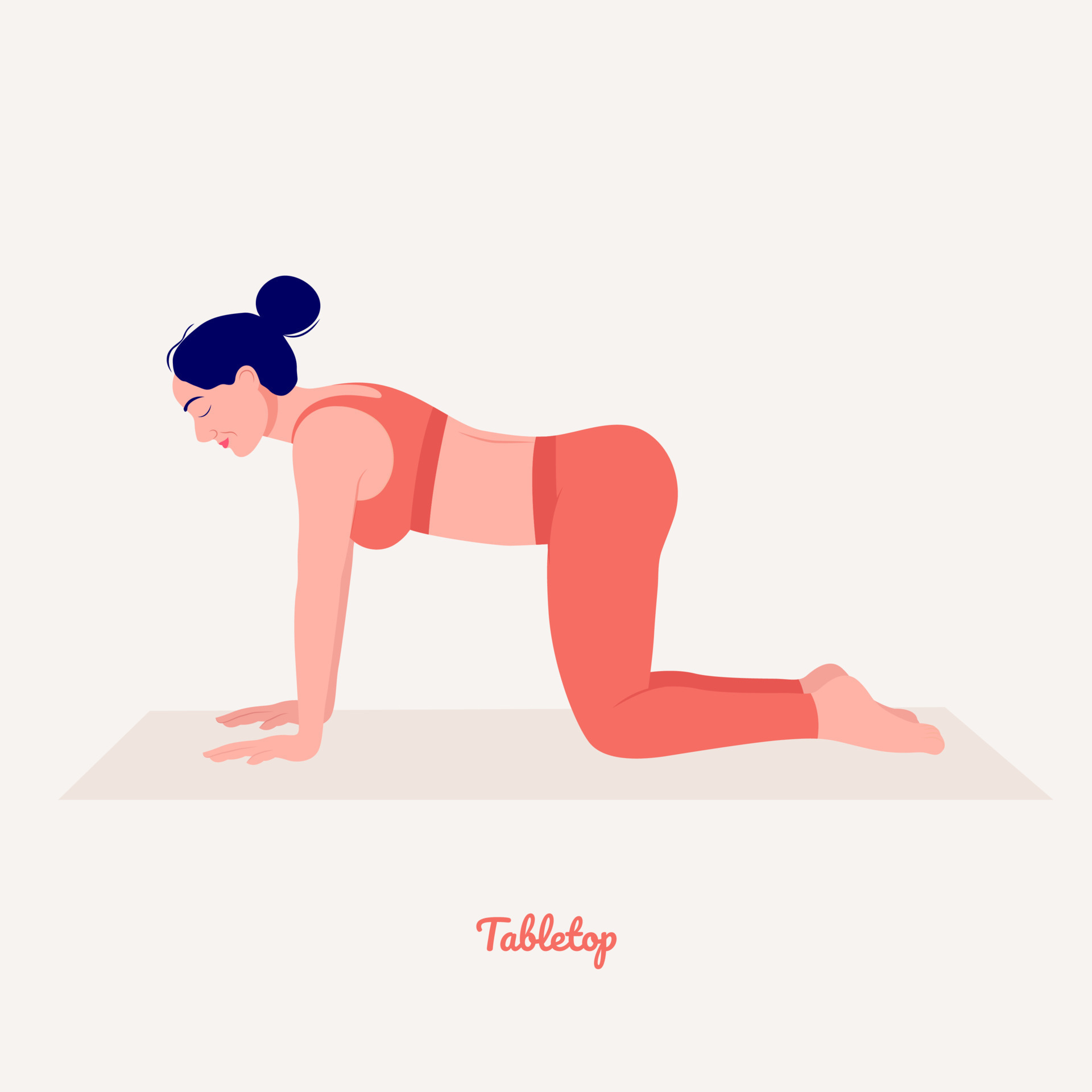 Tabletop Yoga pose. Young woman practicing yoga exercise. Woman workout
