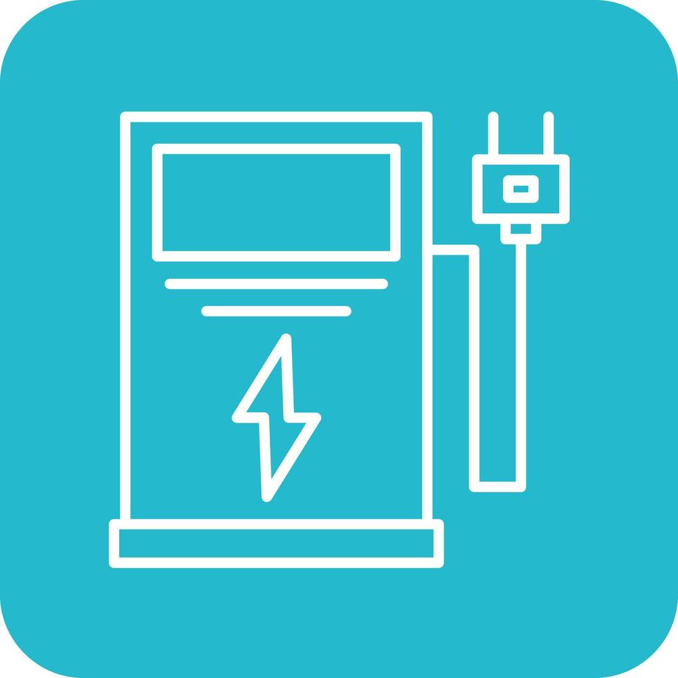 Electric Car Station Line Round Corner Background Icons vector