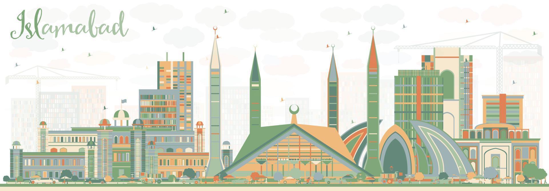 Abstract Islamabad Skyline with Color Buildings. vector