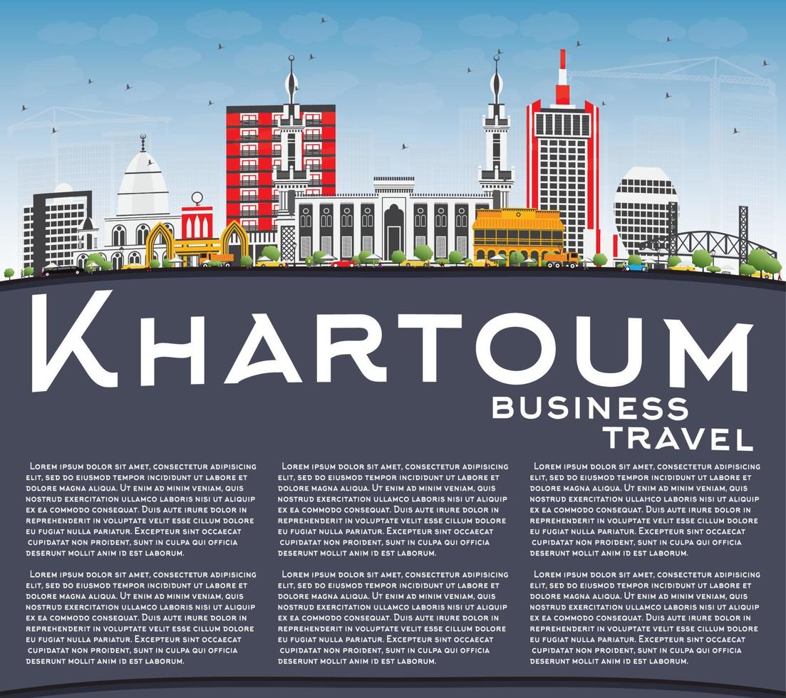 Khartoum Skyline with Gray Buildings, Blue Sky and Copy Space. vector