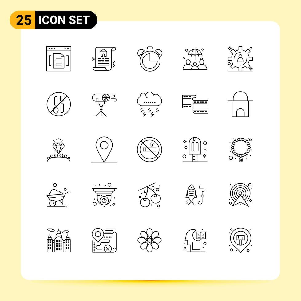Set of 25 Vector Lines on Grid for data management big data development alarm life insurance insurance Editable Vector Design Elements