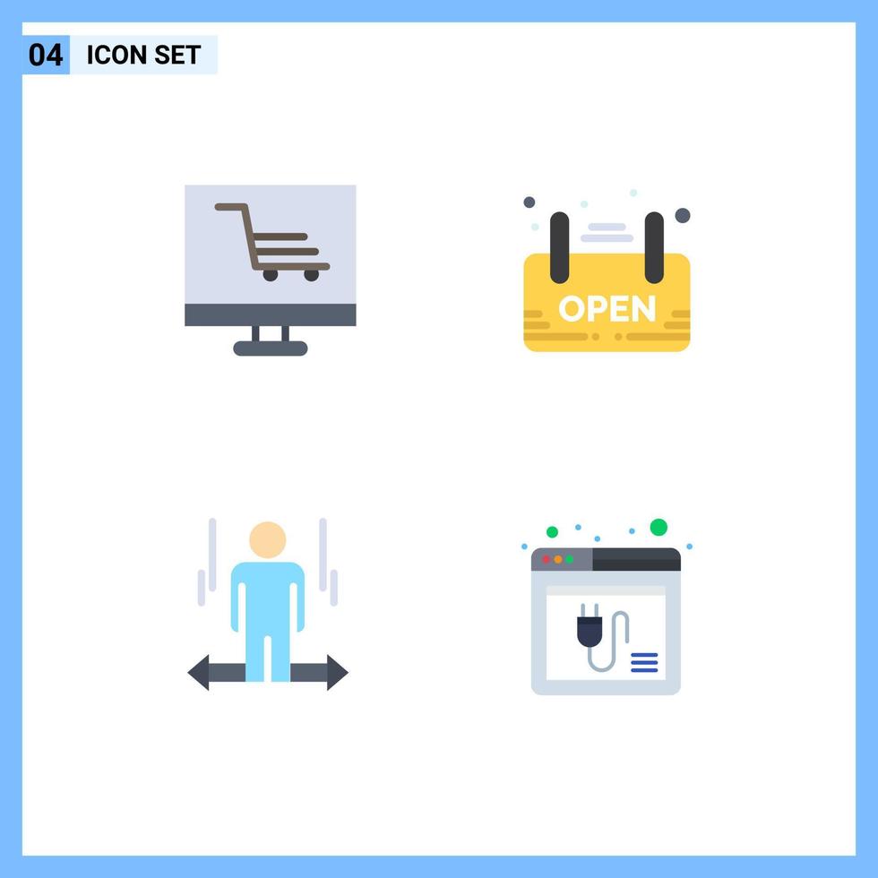 Mobile Interface Flat Icon Set of 4 Pictograms of development man startup signage left Editable Vector Design Elements