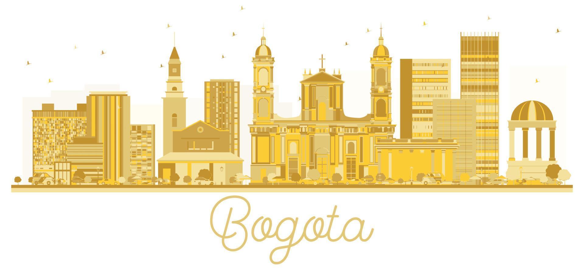 Bogota Colombia City skyline golden silhouette. vector