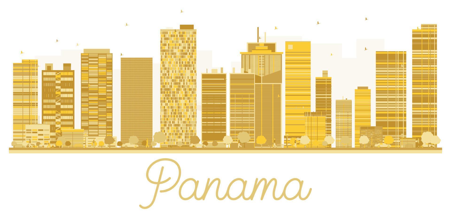 silueta dorada del horizonte de la ciudad de panamá. vector