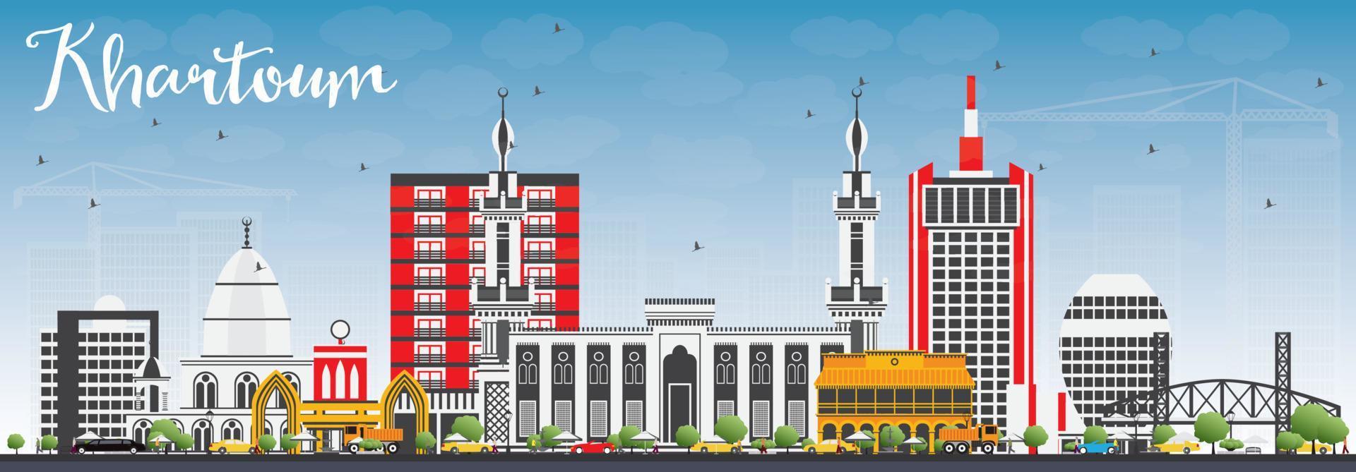Khartoum Skyline with Gray Buildings and Blue Sky. vector