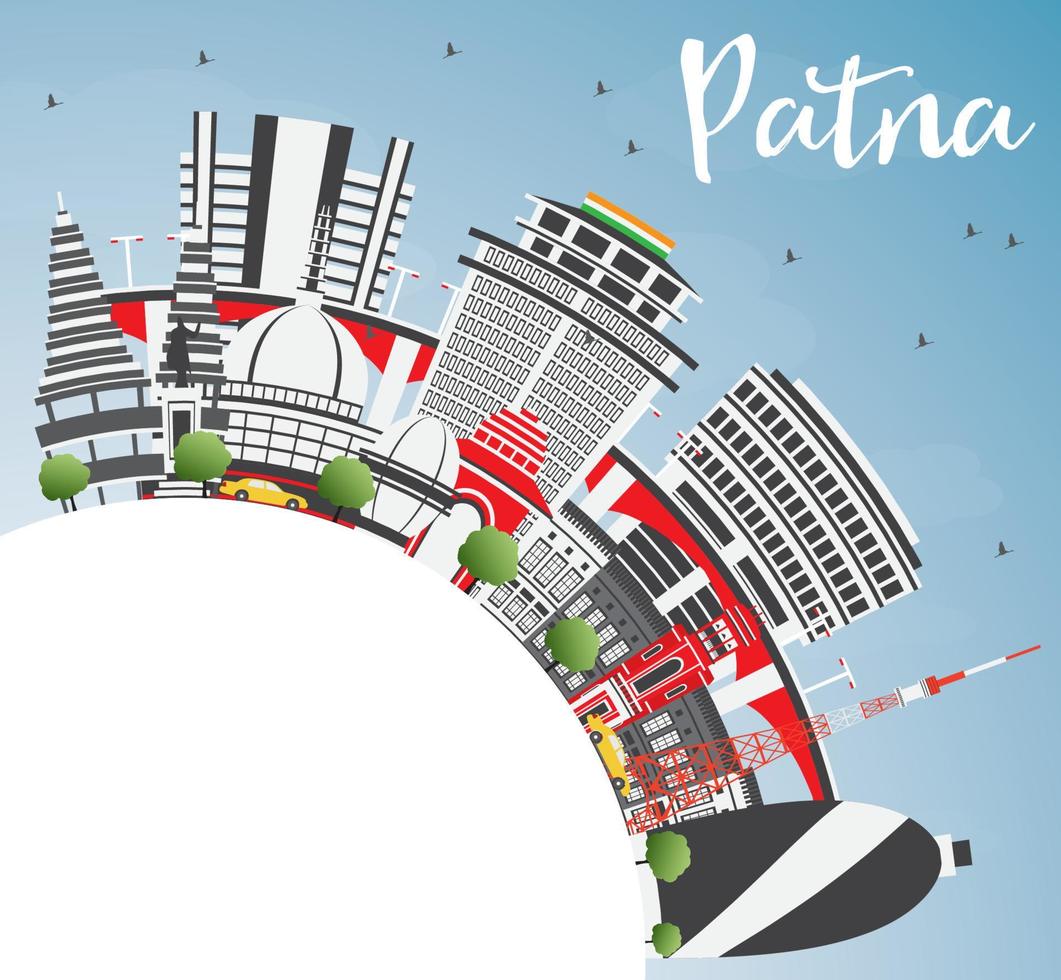 Patna Skyline with Gray Buildings, Blue Sky and Copy Space. vector