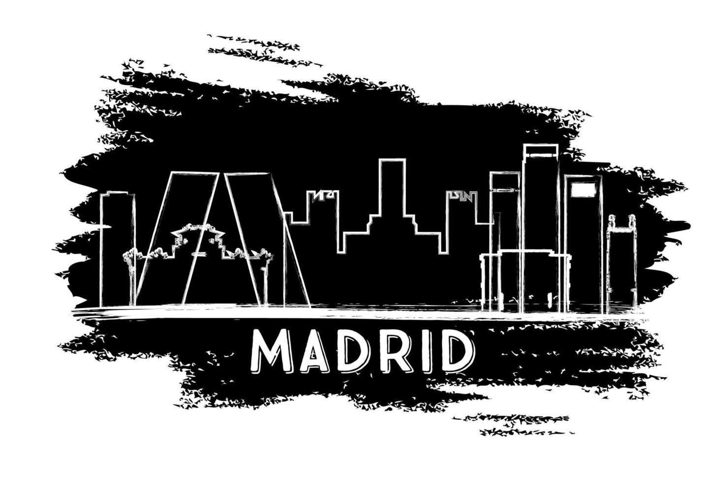 silueta del horizonte de madrid. boceto dibujado a mano. vector