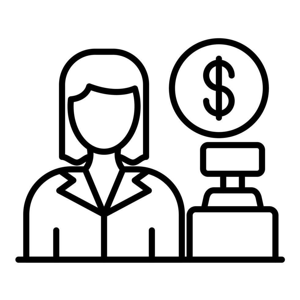 Seller Female Line Icon vector