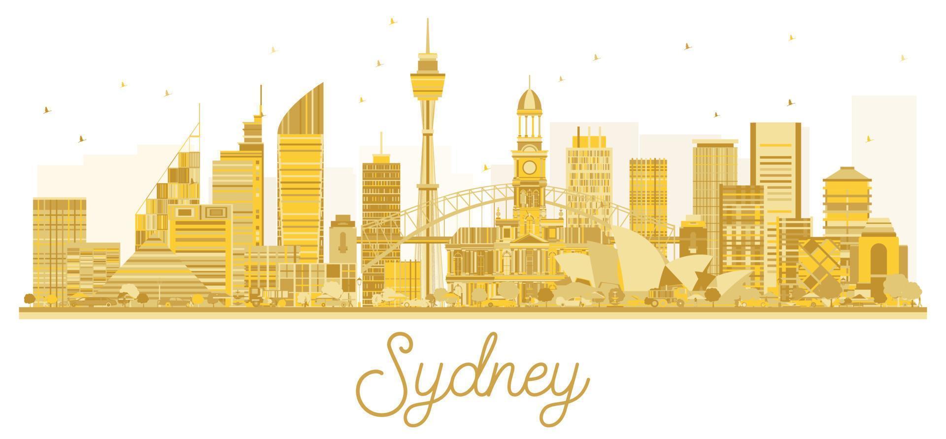 Sydney City skyline golden silhouette. vector