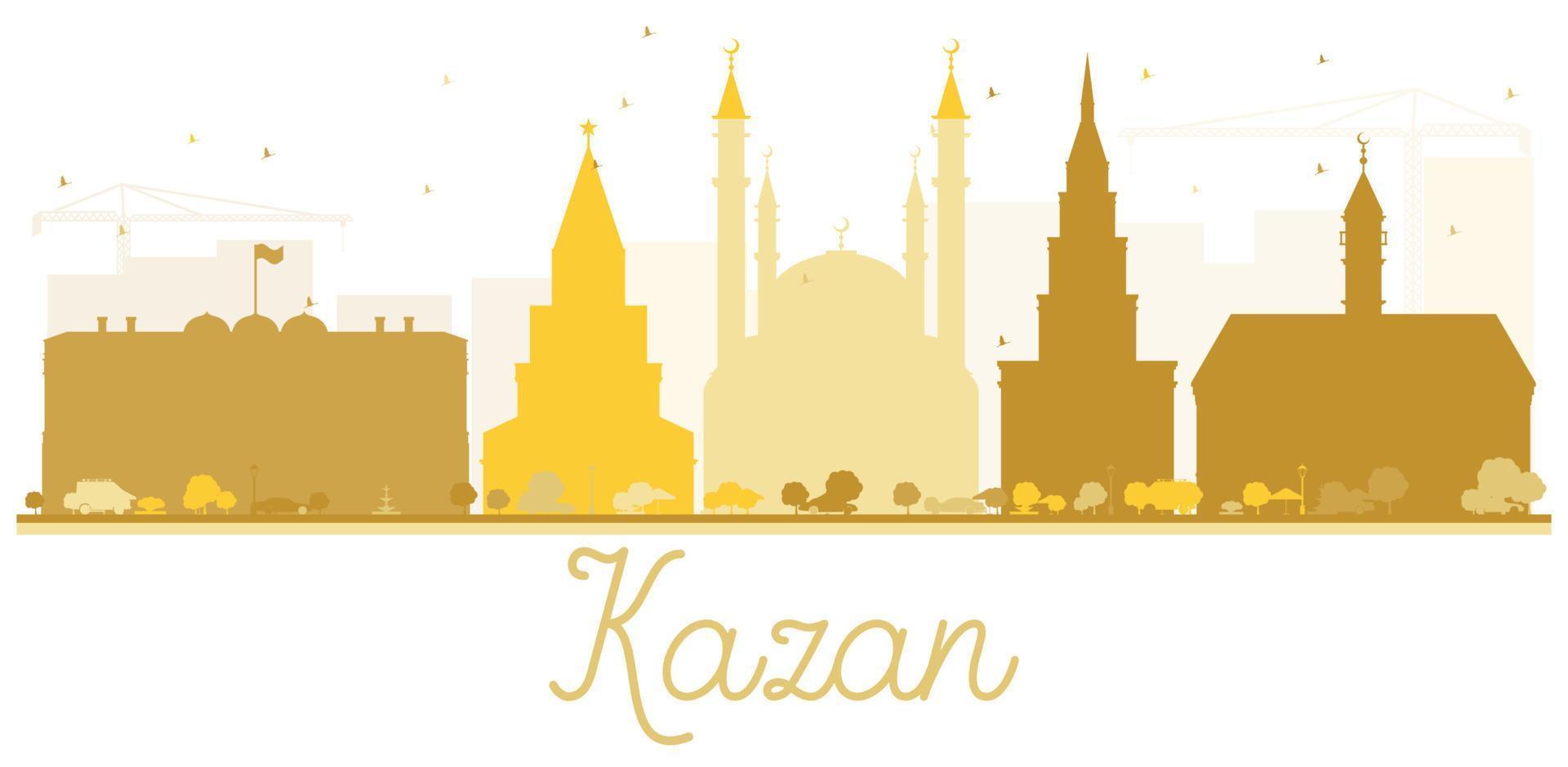 silueta dorada del horizonte de la ciudad de kazán. vector