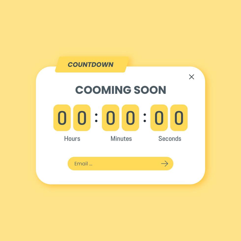 Countdown panel in solid design style. Cooming soon interface template. vector