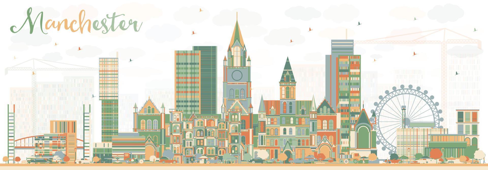 Abstract Manchester Skyline with Color Buildings. vector