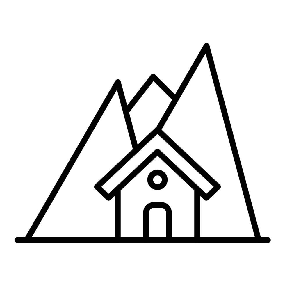 icono de línea de casa de montaña vector