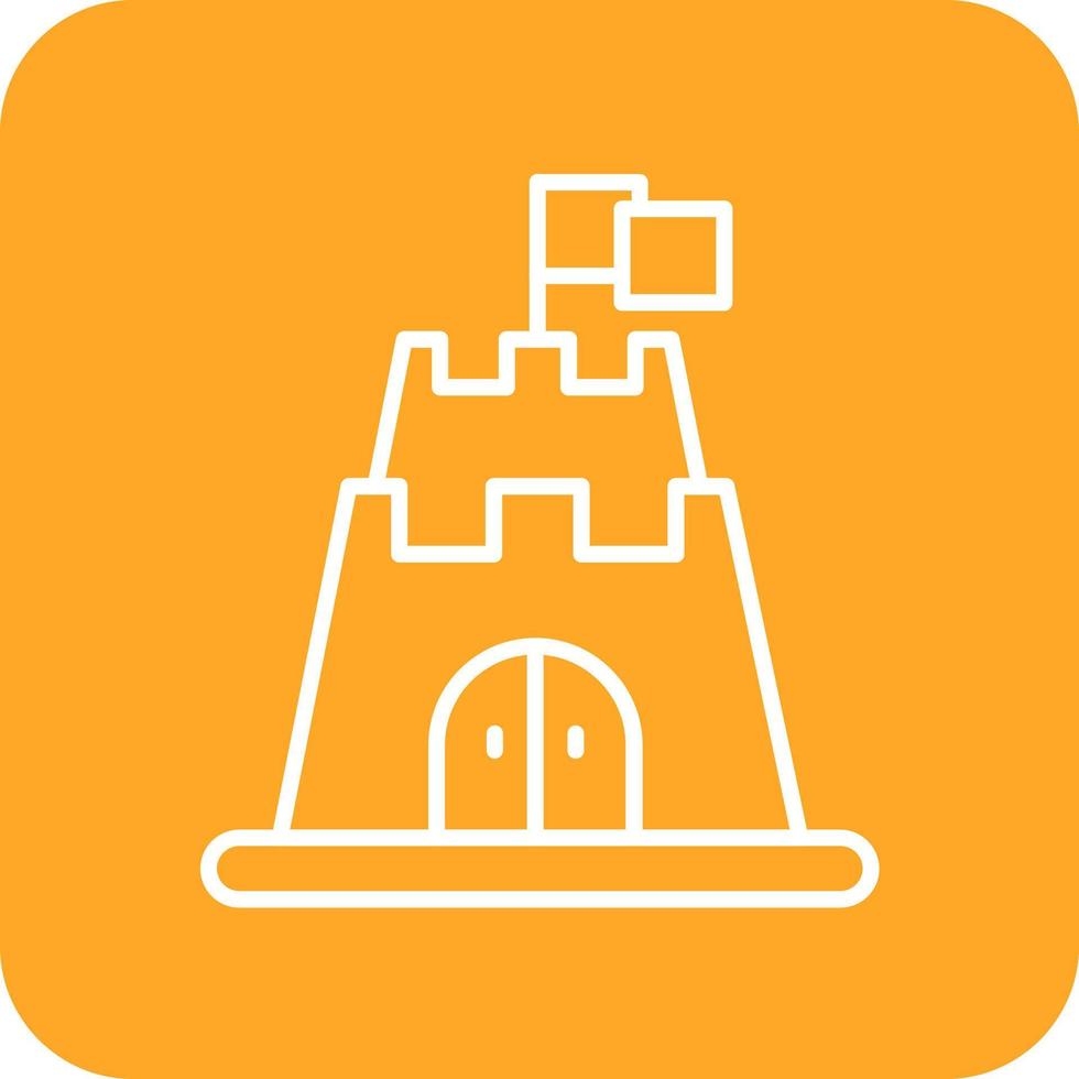 Castle Toy Line Round Corner Background Icons vector