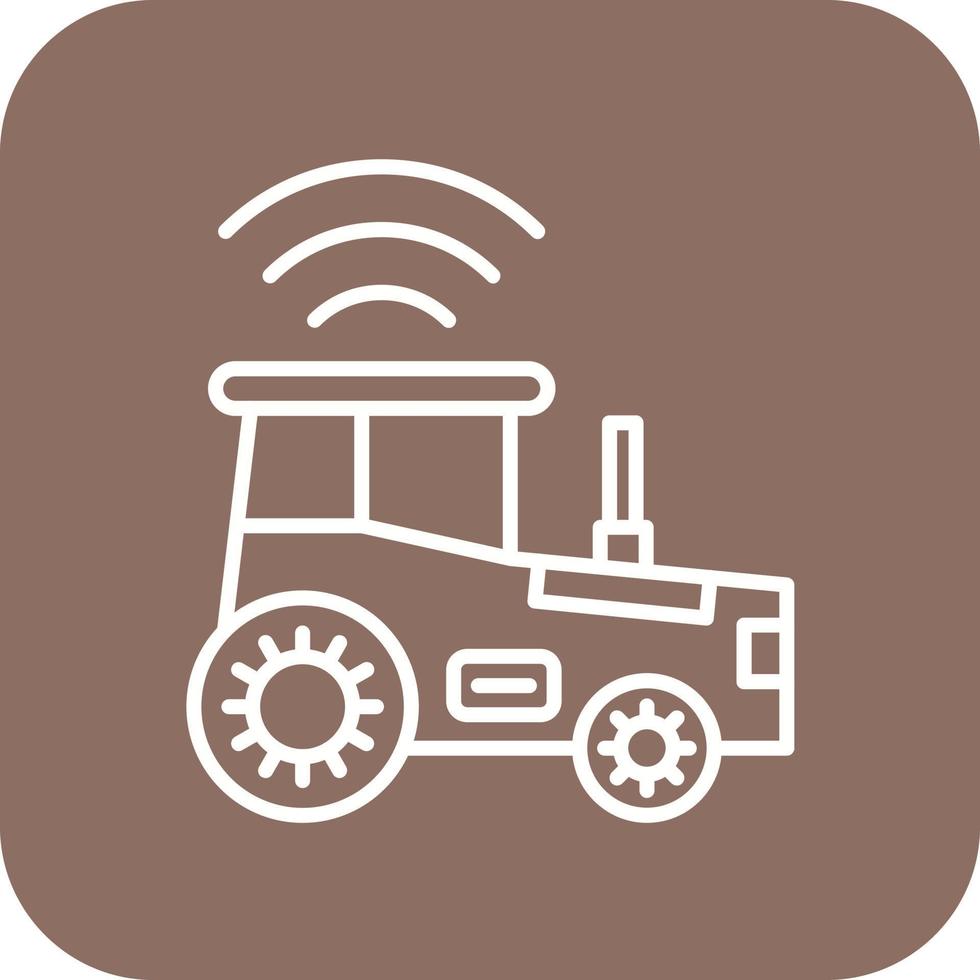 Smart Tractor Line Round Corner Background Icons vector