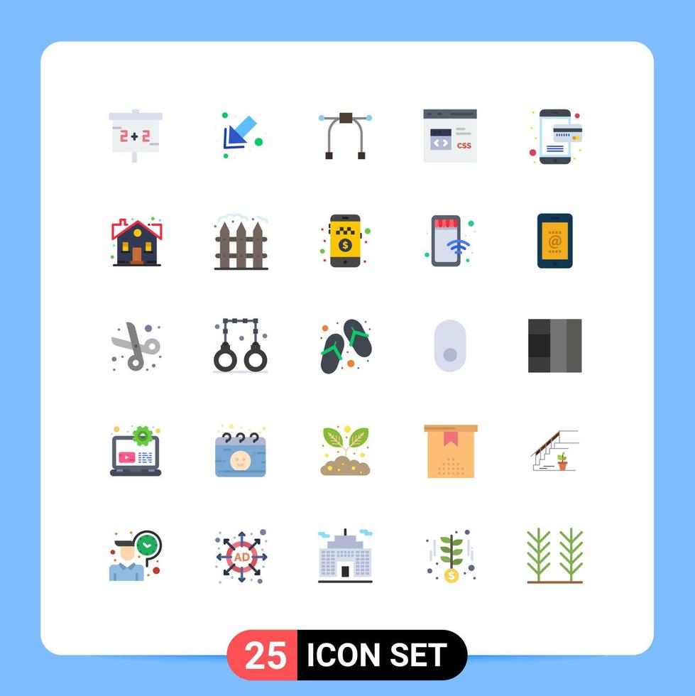 Stock Vector Icon Pack of 25 Line Signs and Symbols for building online tool card develop Editable Vector Design Elements