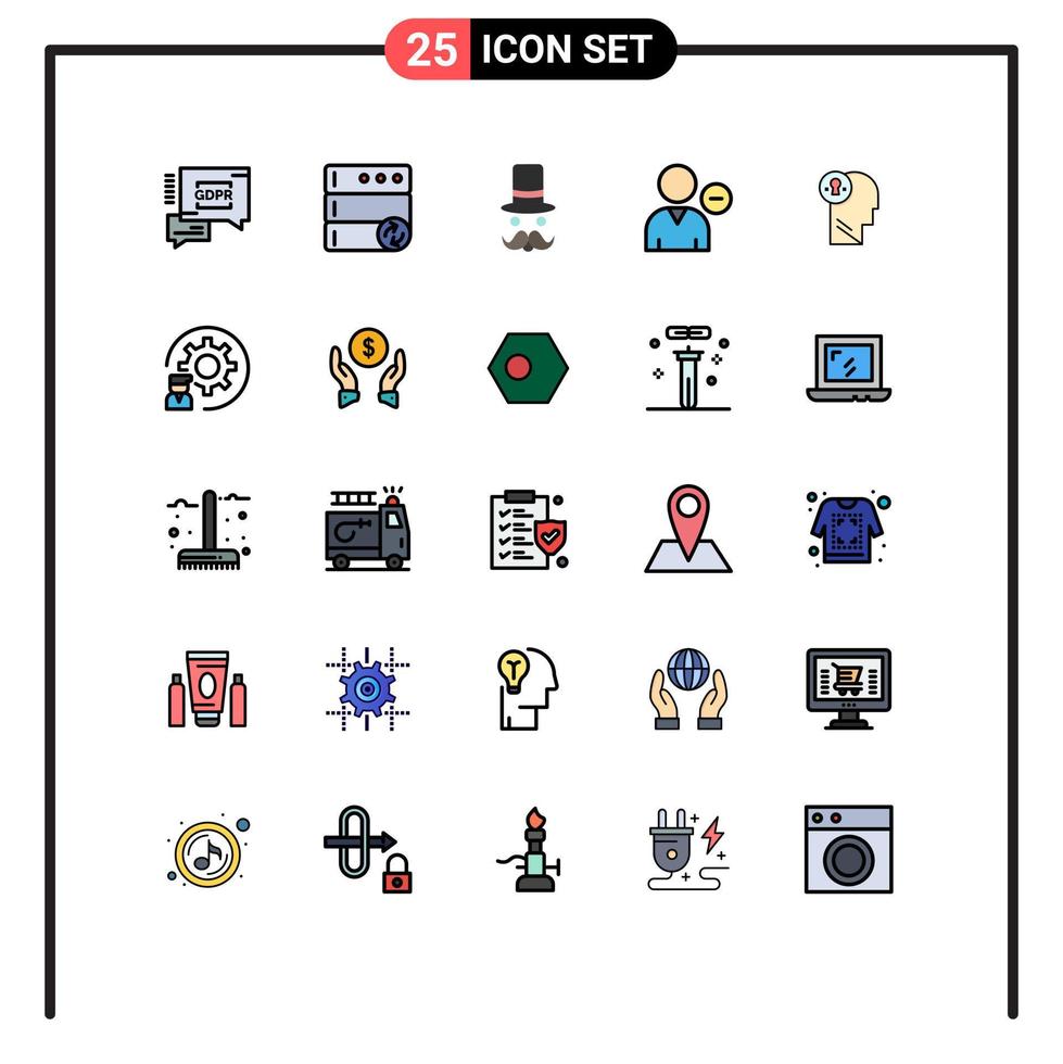 Modern Set of 25 Filled line Flat Colors and symbols such as head user movember profile human Editable Vector Design Elements