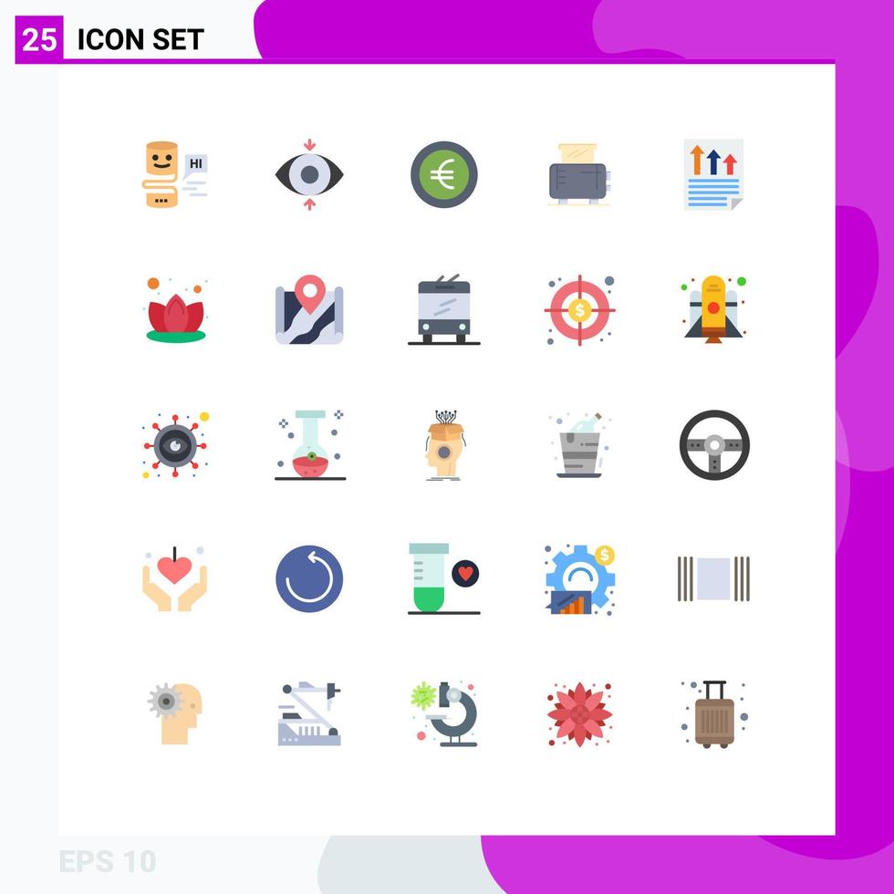 conjunto de 25 iconos de ui modernos símbolos signos para datos de página euro flechas máquina elementos de diseño vectorial editables vector