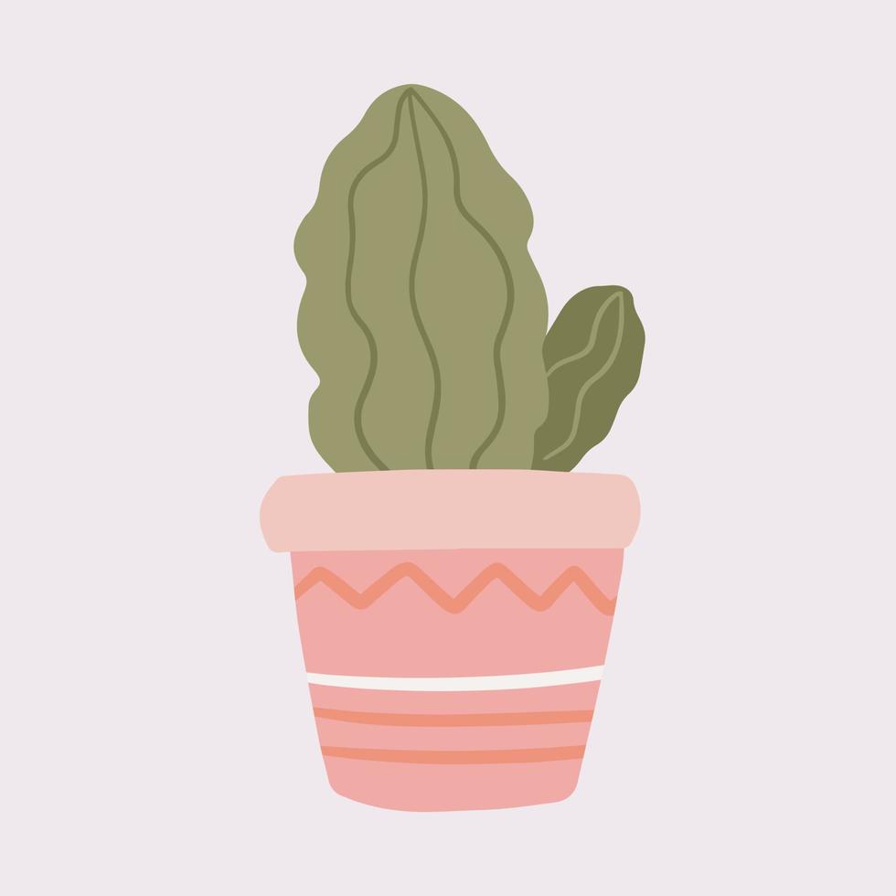 cactus casero en maceta. garabato dibujado a mano planta de interior en una olla vector