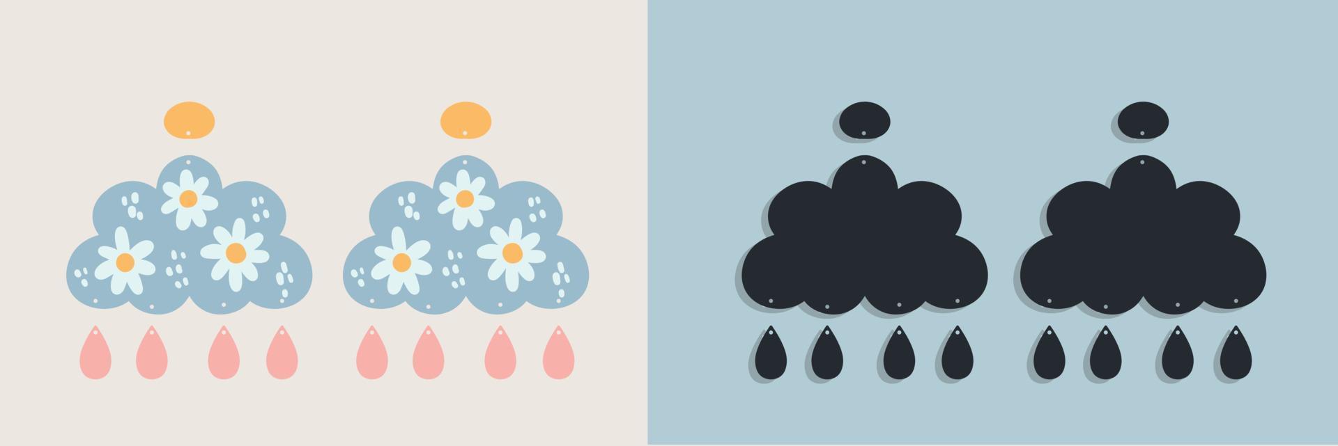 Plantilla moderna de aretes hippie con forma de nube para madera cortada con láser. silueta aislada vectorial vector