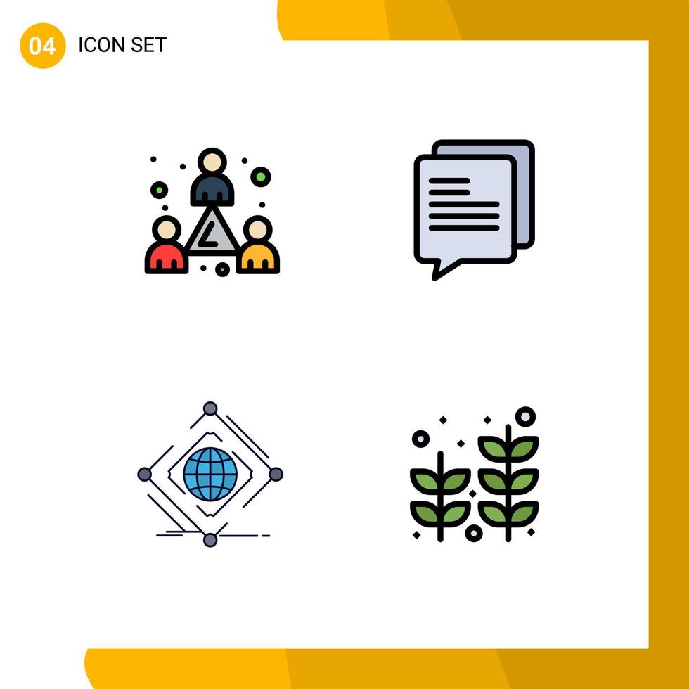 Set of 4 Commercial Filledline Flat Colors pack for colleague internet team message web Editable Vector Design Elements