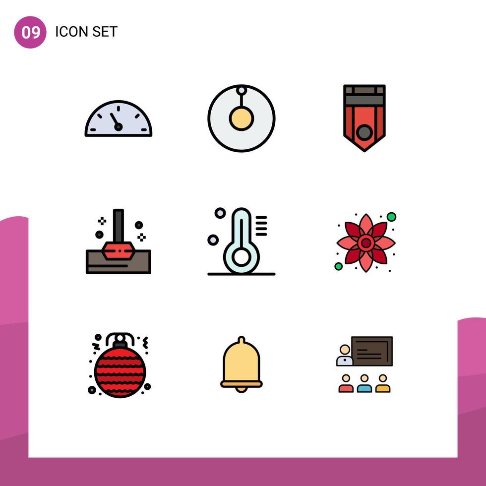 conjunto de 9 iconos de interfaz de usuario modernos símbolos signos para clima de flores rango termómetro baño elementos de diseño vectorial editables vector