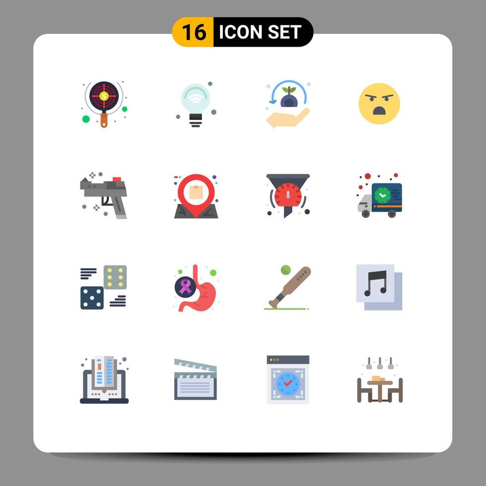 16 iconos creativos signos y símbolos modernos de sentimiento emoción iot emoji planta paquete editable de elementos de diseño de vectores creativos