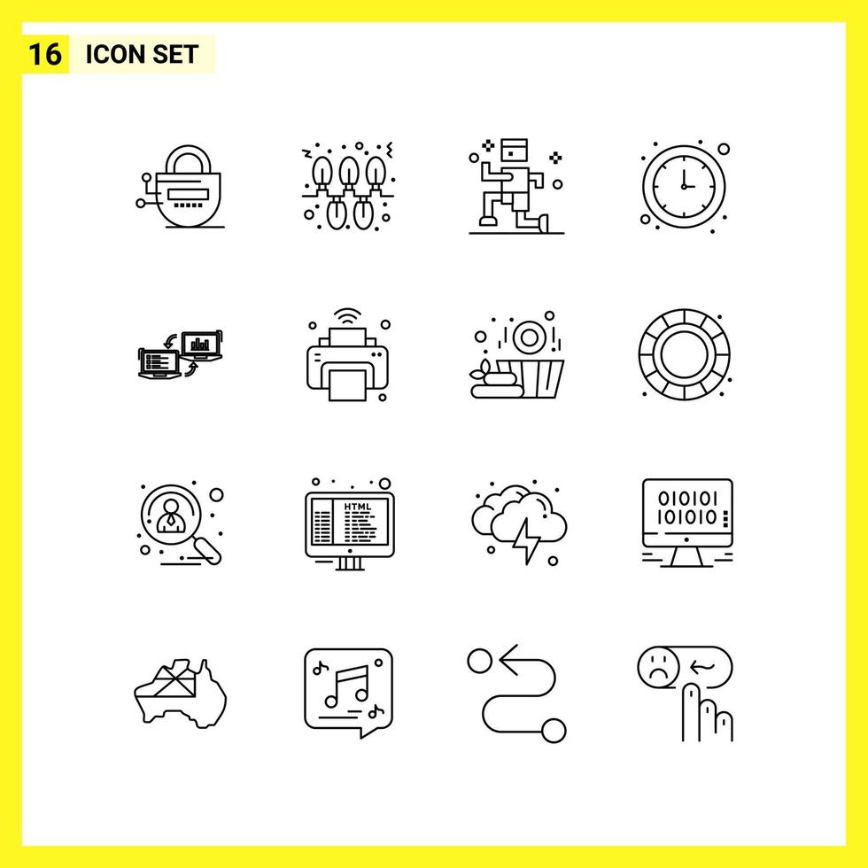 16 Icon Set Simple Line Symbols Outline Sign on White Background for Website Design Mobile Applications and Print Media vector