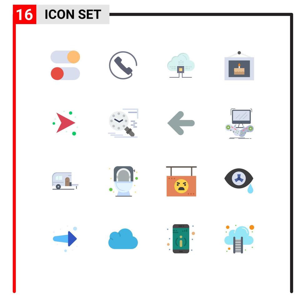 16 Flat Color concept for Websites Mobile and Apps direction picture based party birthday Editable Pack of Creative Vector Design Elements