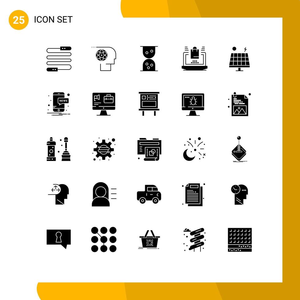 Set of 25 Modern UI Icons Symbols Signs for solar environment personnel energy online Editable Vector Design Elements
