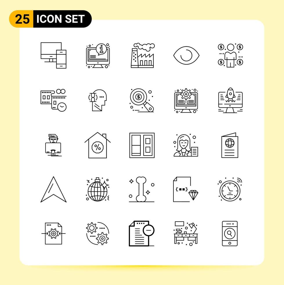 25 Creative Icons for Modern website design and responsive mobile apps 25 Outline Symbols Signs on White Background 25 Icon Pack vector