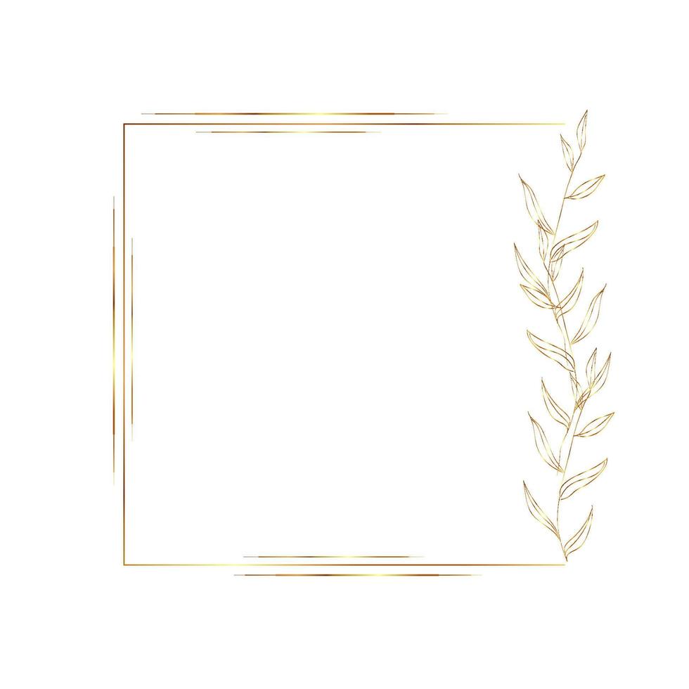 Gold Autumn leaves vector Background. Botanical frame