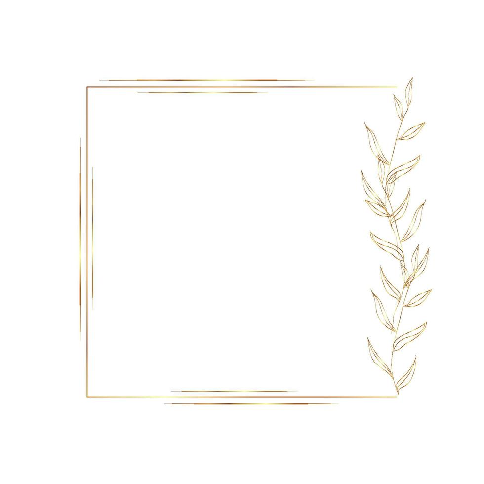 Gold Autumn leaves vector Background. Botanical frame