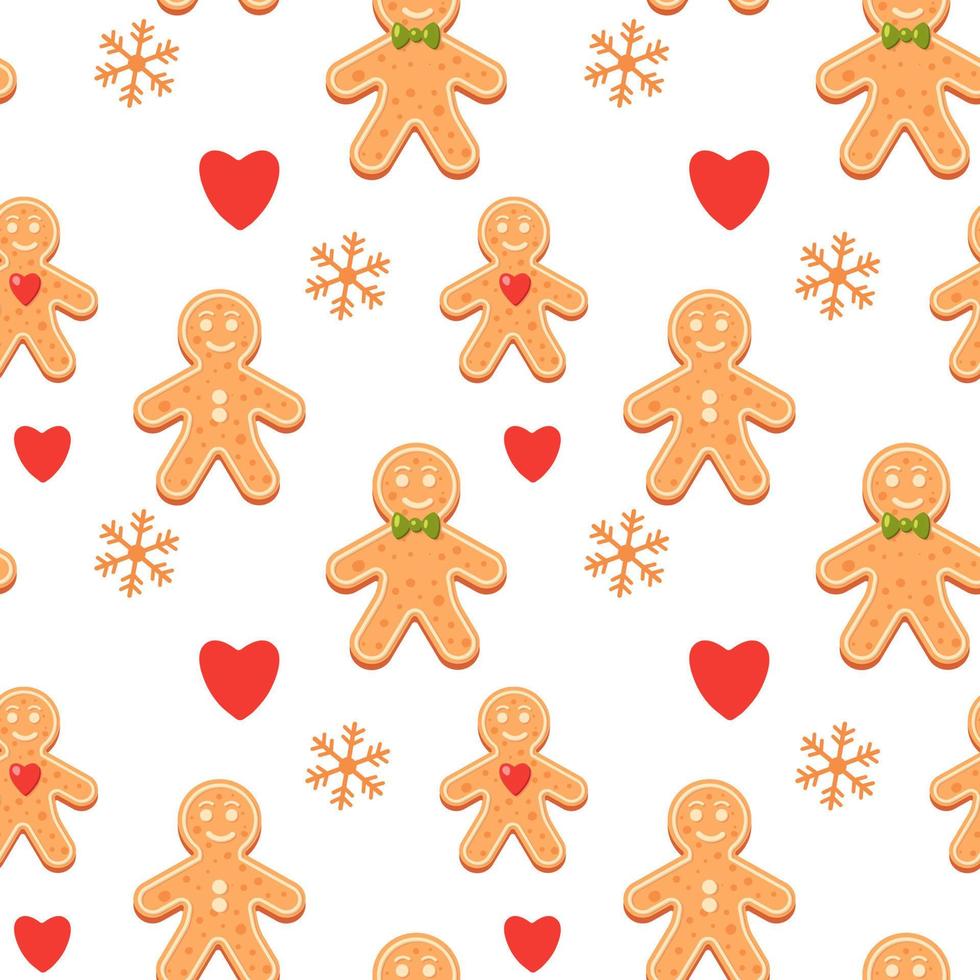Christmas gingerbread man pattern vector