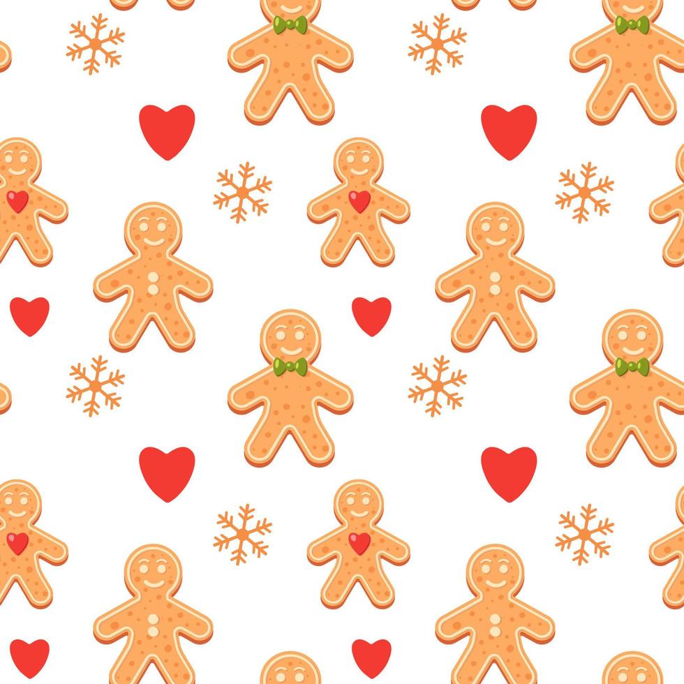 Christmas gingerbread man pattern vector