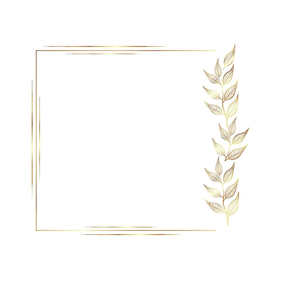 Gold leaves frame vector Background. Botanical frame