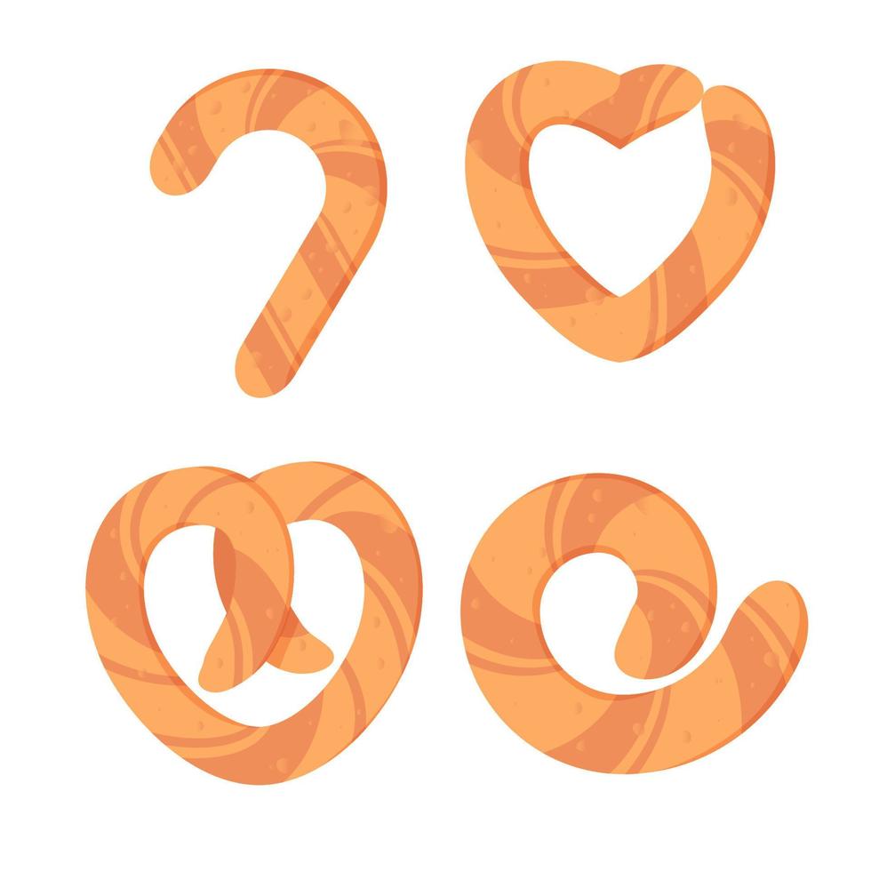 Pretzel bread set vector