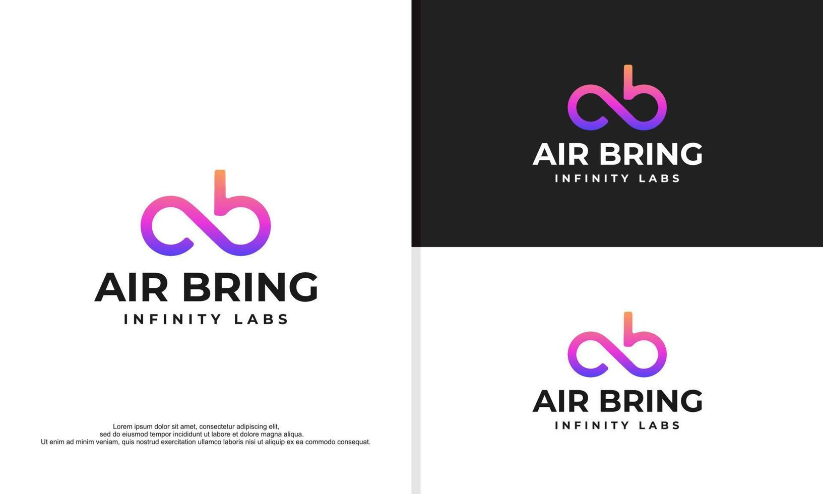 letter ab infinity gradient tech logo. tech vector logo design illustration.